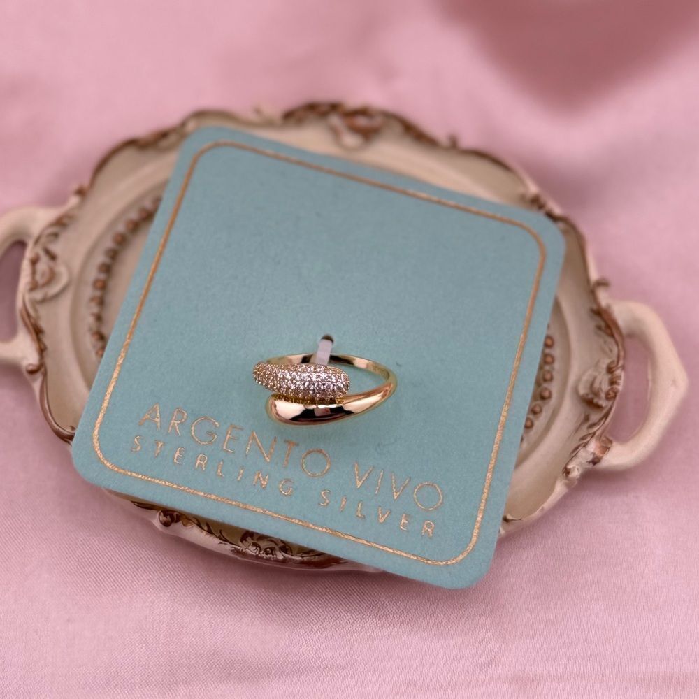 Argento Vivo Adjustable Gold Plated Sterling Silver Ring